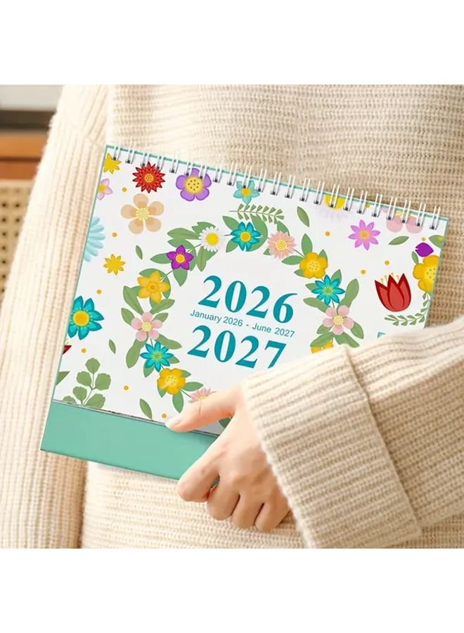 2026 2027 تقويم مكتبي مدمج من طراز الصبار لمدة 18 شهرًا مع مخطط العطلات ومنظم مكتب مدمج - Image 5