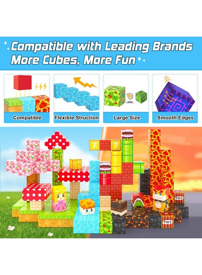 كودو 110 قطعة من المكعبات المغناطيسية - مجموعة أنابيب النقل الفضائي السحرية من Build Mine Magnet World، ألعاب حسية للأطفال الصغار من سن 3 سنوات فما فوق، متوافقة مع جميع ألعاب الأطفال من Magworld ذات المكعبات المغناطيسية مقاس 1 بوصة - Image 2