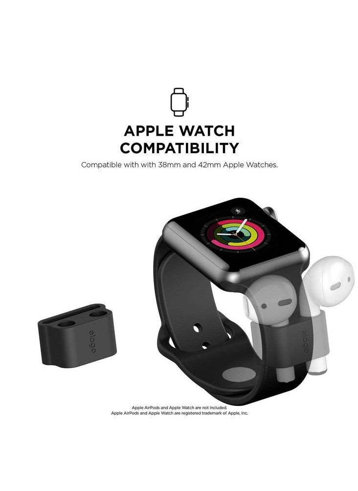 Elago Design - Wrist Fit Compatible for Apple Airpods / Premium Silicone / Organized / Snug & Secure / Durable / Adjustable Size / Easy to Use / Accessible at all Times / Lightweight & Fit - Black - Image 1