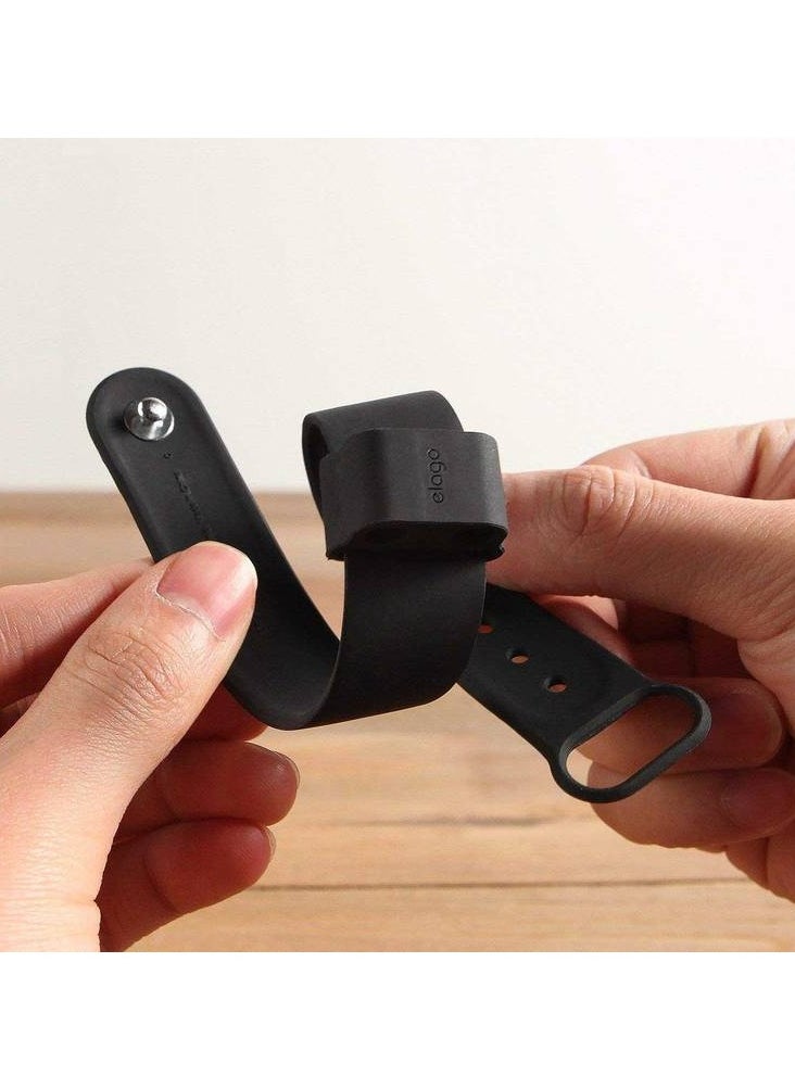 Elago Design - Wrist Fit Compatible for Apple Airpods / Premium Silicone / Organized / Snug & Secure / Durable / Adjustable Size / Easy to Use / Accessible at all Times / Lightweight & Fit - Black - Image 1
