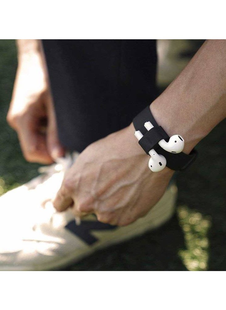 Elago Design - Wrist Fit Compatible for Apple Airpods / Premium Silicone / Organized / Snug & Secure / Durable / Adjustable Size / Easy to Use / Accessible at all Times / Lightweight & Fit - Black - Image 1