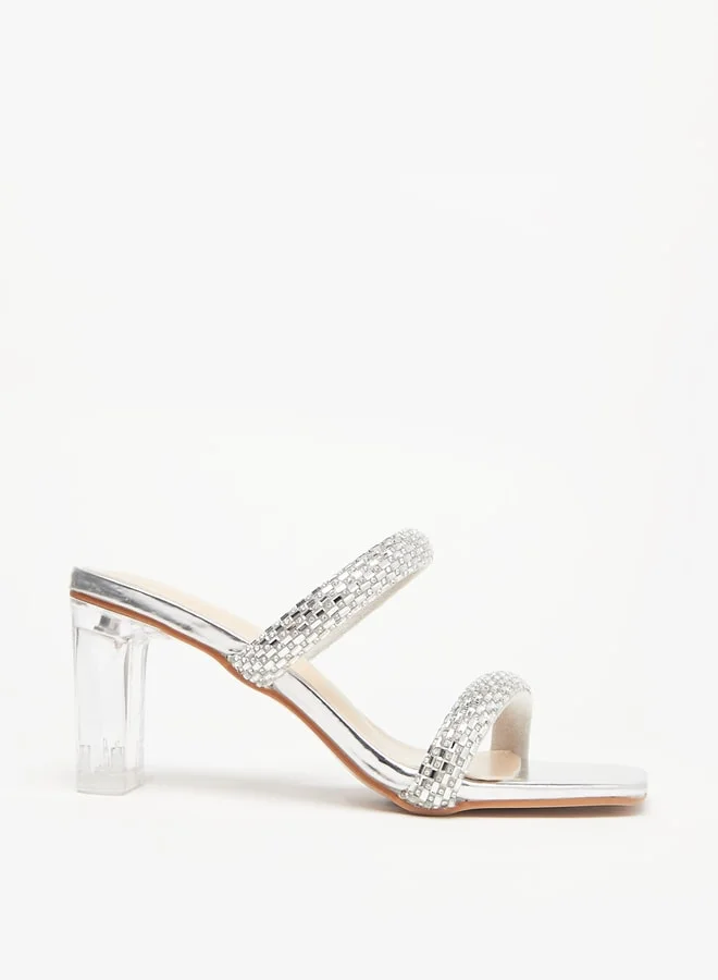 Flora Bella By Shoexpress Women's Embellished Slip-On Sandals with Block Heels Ramadan Collection