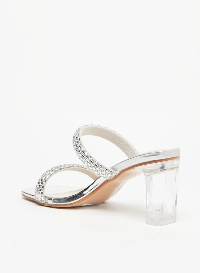 Flora Bella By Shoexpress Women's Embellished Slip-On Sandals with Block Heels Ramadan Collection