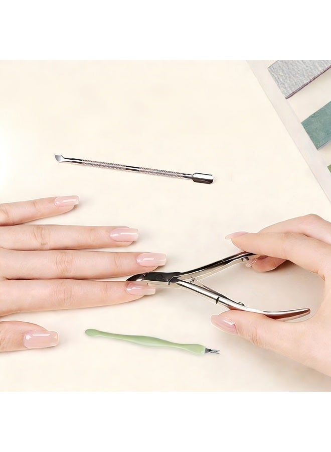 Woofixer 7-PCS Professional Manicure Kit with Cuticle Softener, Gold-Handle Stainless Steel Nipper, Nail Files & Pusher Set, Portable Storage Box, Home Nail Care Tools - Image 2