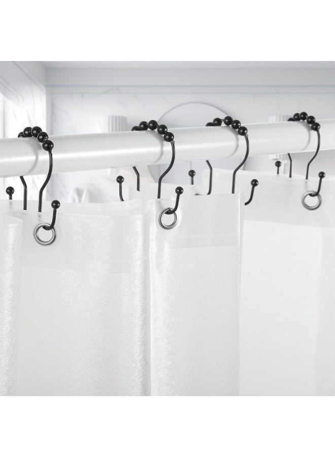 Shower Curtain Hooks, 12 Pcs Shower Curtain Rings, Stainless Steel Black Shower Curtain Hooks, Shower Curtain Rings Rust Proof, Smooth Sliding Anti-Drop Double Shower Rings for Curtain (Black) - Image 4