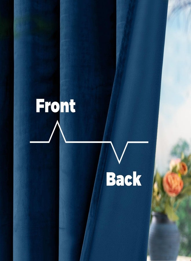BGment Blue Velvet Curtains 84 Inches 2 Panels, Thermal Insulated Blackout Curtains Room Darkening Drapes with Back Tab and Rod Pocket for Bedroom/Living Room, 52 x 84 Inch - Image 4
