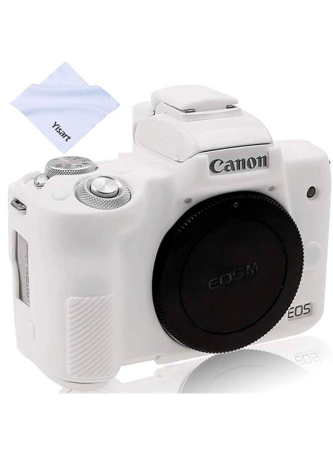 Yisau حافظة لكاميرا كانون EOS M50 / EOS M50 Mark II، غلاف واقي من السيليكون الناعم متوافق مع جسم كاميرا كانون EOS Kiss M / EOS M50 / M50 Mark II (أبيض) - Image 1