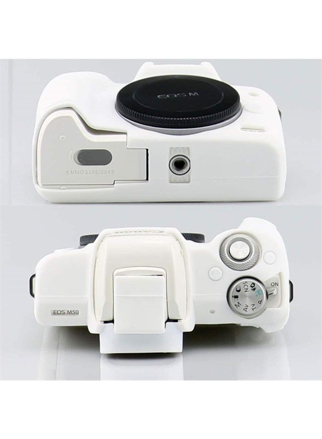 Yisau حافظة لكاميرا كانون EOS M50 / EOS M50 Mark II، غلاف واقي من السيليكون الناعم متوافق مع جسم كاميرا كانون EOS Kiss M / EOS M50 / M50 Mark II (أبيض) - Image 4