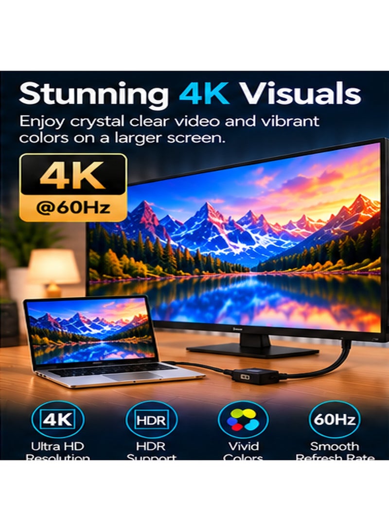 أونتن محول Onten OTN-5117 من DisplayPort إلى HDMI؛ محول صوت وفيديو عالي الدقة لتوصيل أجهزة الكمبيوتر واللابتوب وبطاقات الرسوميات بشاشات HDMI وأجهزة التلفاز وأجهزة العرض (البروجيكتور). يتميز بتصميم مدمج وتقنية "التوصيل والتشغيل" (Plug & Play)، مما يجعله مثالياً للاستخدام في المكاتب والمنازل ولأغراض الترفيه. - Image 5