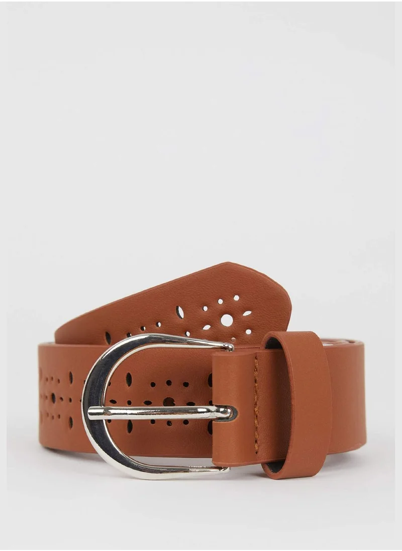 DeFacto Faux Leather Oval Buckle Belt