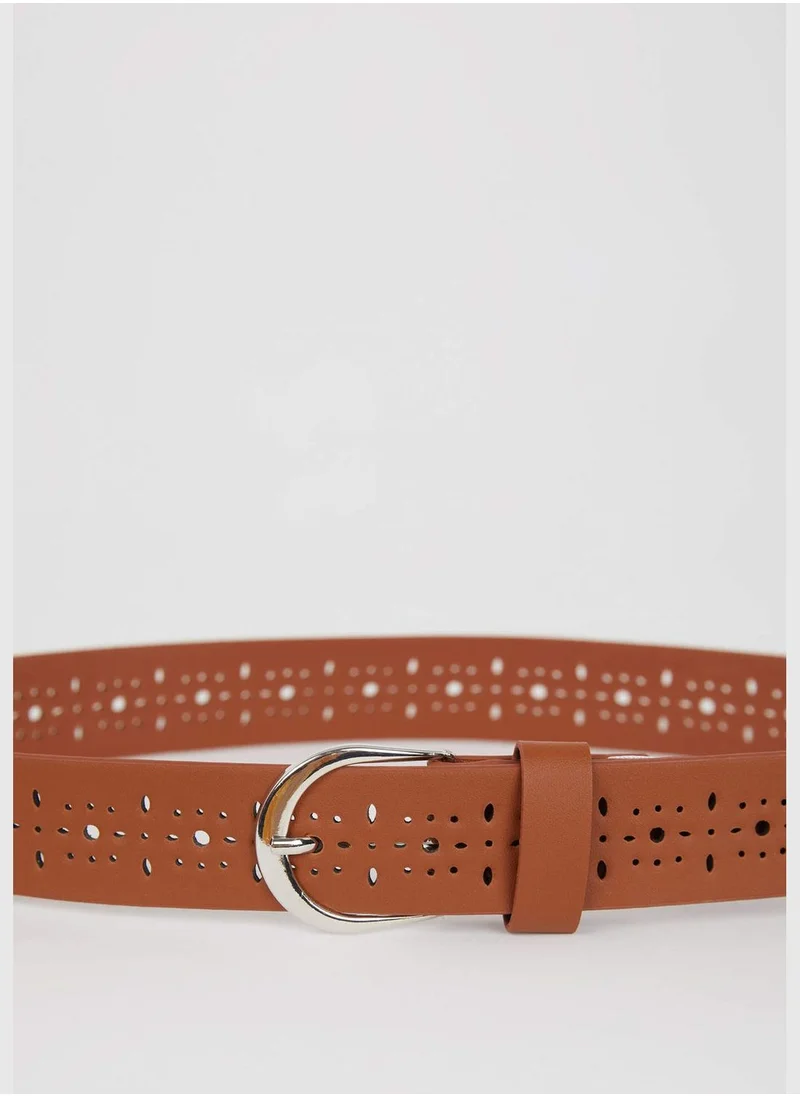DeFacto Faux Leather Oval Buckle Belt