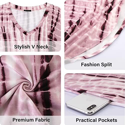 Arolina Women Summer Maxi Dress Short Sleeve V Neck Casual Loose Long Split Dresses Beach Vacation Sundress with Pockets - Image 5