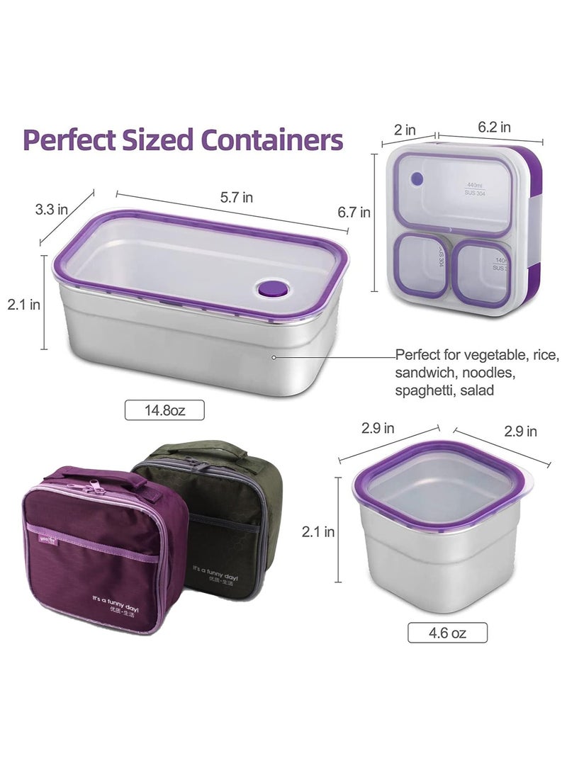 Yooyee Stainless Steel Lunch Box - Insulated Bento Box Multifunctional-Containers Lunch Box Containers with 3 Compartments(720ml green))  - Image 4