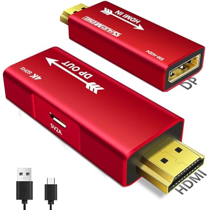 rayihni HDMI TO DISPLAYPORT ADAPTER, 4K@60HZ, 1080P@120HZ, HD TO DP CONVERTER, MALE TO FEMALE, COMPATIBLE WITH PC, GPU, LAPTOP, AMD, NVIDIA, PS5, XBOX, GRAPHICS CARD, ALUMINIUM CASE (1PACK) - Image 1