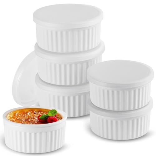 Koluti 6-Pack Nonstick Silicone 4oz Ramekins with Lids, Oven Safe Creme Brulee Baking Small Bowls, Souffle Ice Cream Pudding Dessert Dipping Sauce Cups, BPA Free, Microwave & Freezer & Dishwasher Safe - Image 1