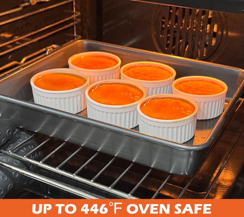 Koluti 6-Pack Nonstick Silicone 4oz Ramekins with Lids, Oven Safe Creme Brulee Baking Small Bowls, Souffle Ice Cream Pudding Dessert Dipping Sauce Cups, BPA Free, Microwave & Freezer & Dishwasher Safe - Image 3