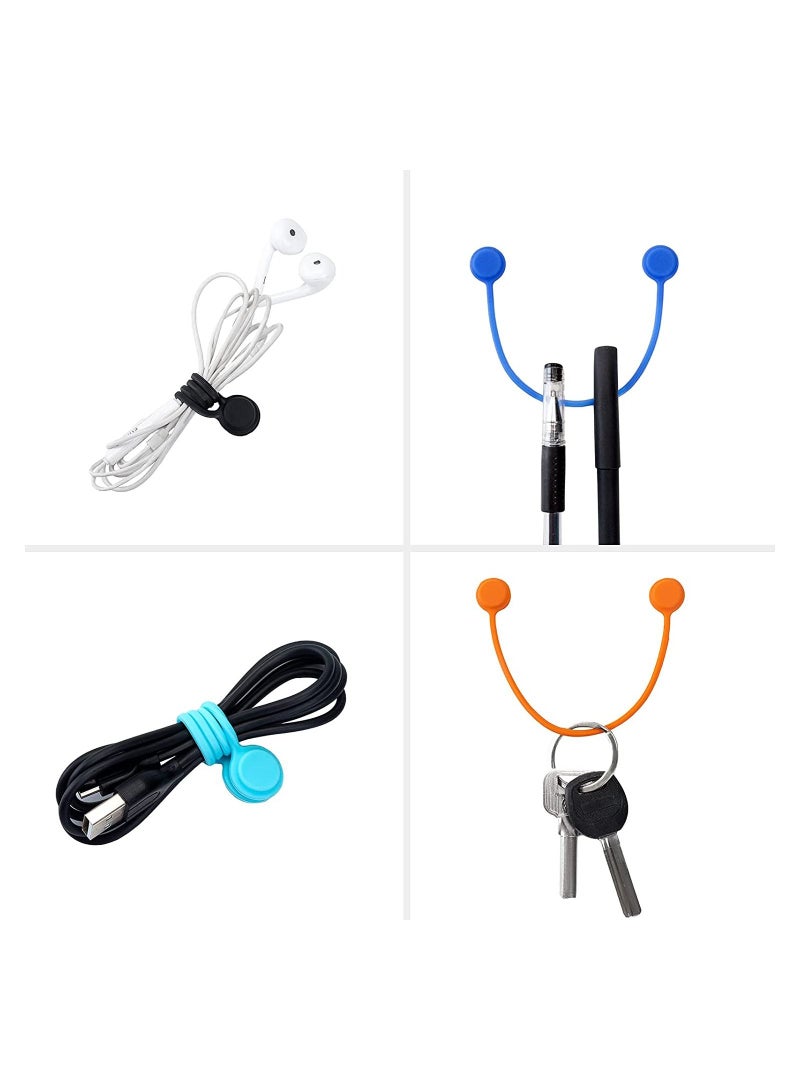 10 Pack Twist Cable Ties with Strong Magnet,Silicone Reusable Twist Ties for Cord Wraps,Cord Organizer Magnetic Cable Clips Hanging Holding Stuff for Home,Fridge Kitchen,Office,School Gifts
