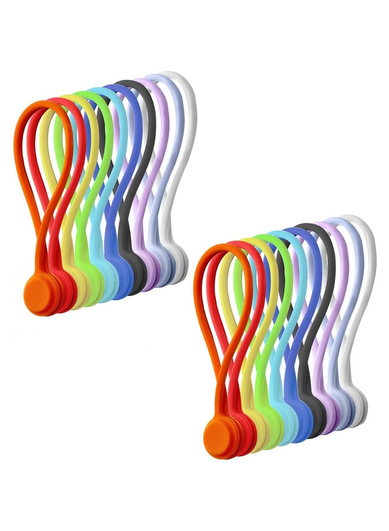 10 Pack Twist Cable Ties with Strong Magnet,Silicone Reusable Twist Ties for Cord Wraps,Cord Organizer Magnetic Cable Clips Hanging Holding Stuff for Home,Fridge Kitchen,Office,School Gifts