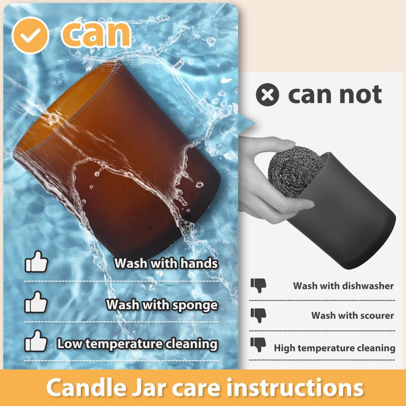 SHOWIN Thick Candle Jars for Making Candles 12 Pcs, 7 OZ Empty Jars with Wood Lids for Candle Making, Sample Container, Frosted Brown - Image 3