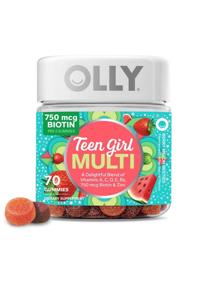 OLLY أولي تين جيرل متعدد الجوانب، دعم صحي للبشرة والمناعة، 15 فيتامين أساسي، بيوتين، زنك، كالسيوم، متعدد الفيتامينات القابلة للمضغ، توت بطيخ، إمداد لمدة 35 يوم، 70 حبة - Image 1