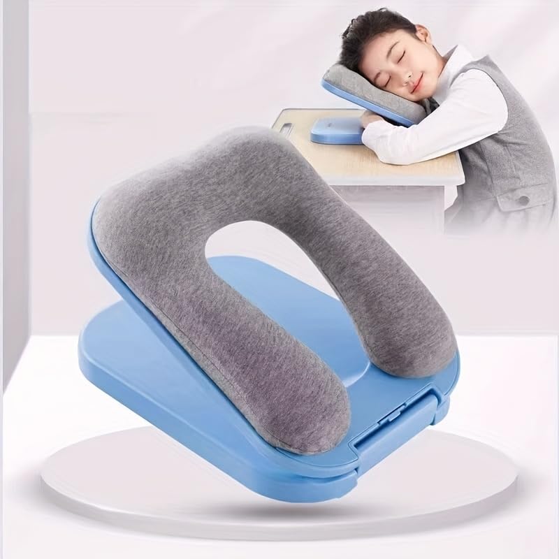 DNESHY 1pc U-Shaped Nap Pillowes Memory Foam Folding Rest Pillow Adjustable Height, Cotton Headrest, Portable Pillow Lunch Break Napping Pillows Curved Desktop Cushion for Office Libraries Traveling - Image 1