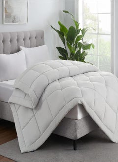 Serta Serta ComfortSure Soft Box Stitched Down Alternative Bedding Comforter Duvet Insert with 4 Corner Loops for All Season, Full, Grey 