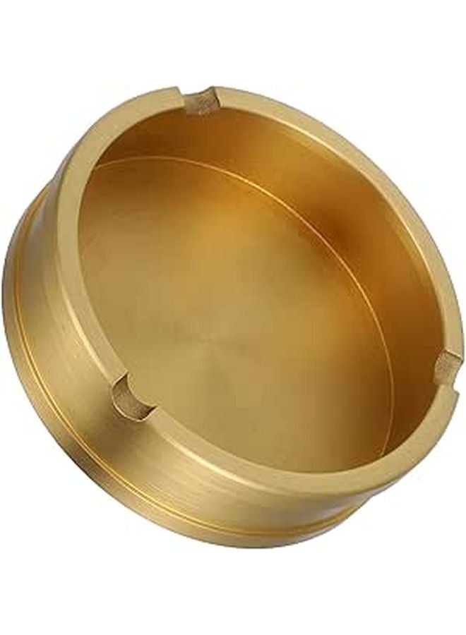 Vintage Brass Ashtray Round Gold Metal Home Decor For Office Patio Balcony - Image 1