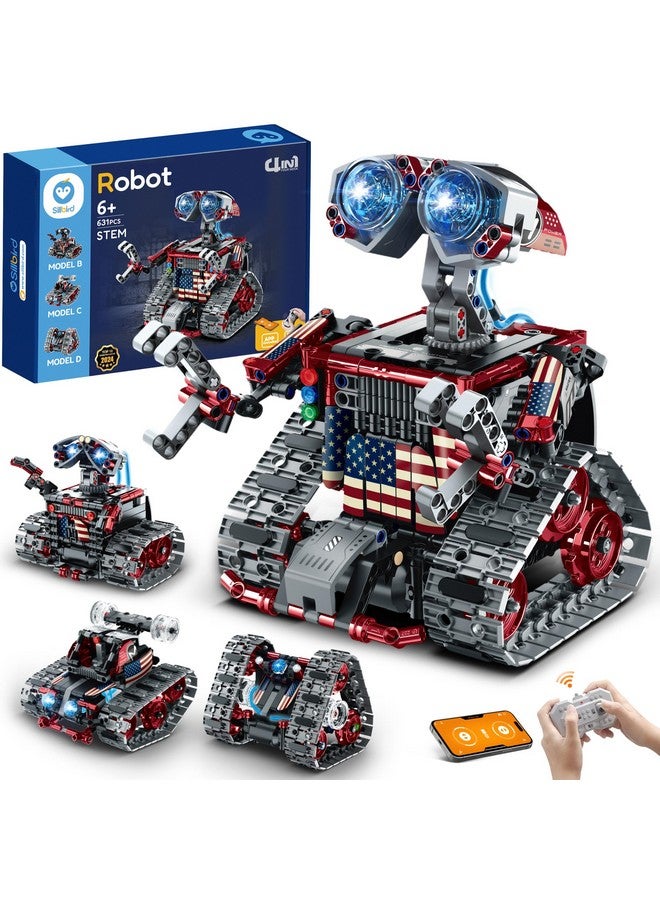 Sillbird Robot Building Kit with Remote Control Gifts for Kids Boys Ages 8-12, STEM Coding Robotic Technic Tracked Racer Car Toys for Birthday - Build 4in1 Model with 631 Pieces - Image 1