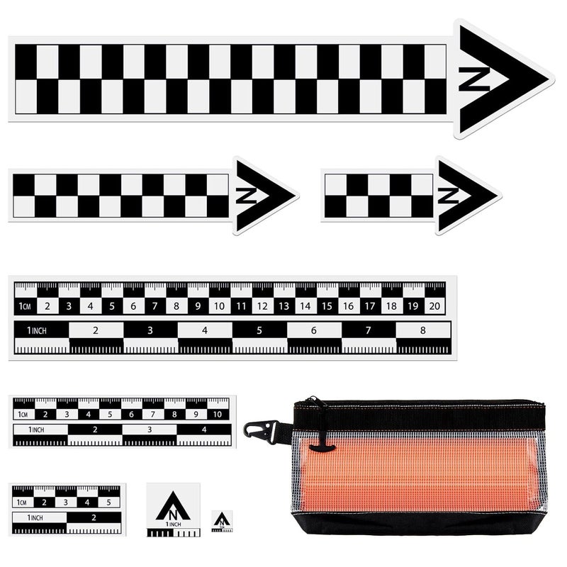 Maitys 9 Pack Archaeological North Arrow and Scale Set, Geology Photography Professional Measuring Scale Ruler with Case Archaeological Excavation Photo Reference Ruler for Artifact Documentation - Image 1