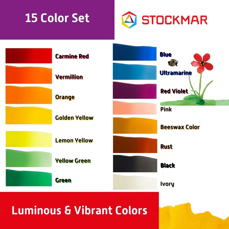 Stockmar Natural Modelling Beeswax -15 Color Beeswax Sheets Set - for Kids,Toddlers, Artists, Waldorf Organic Art Supplies, Non Toxic Beeswax, Non Drying Beeswax Modeling Wax for Homeschoolers - Image 3