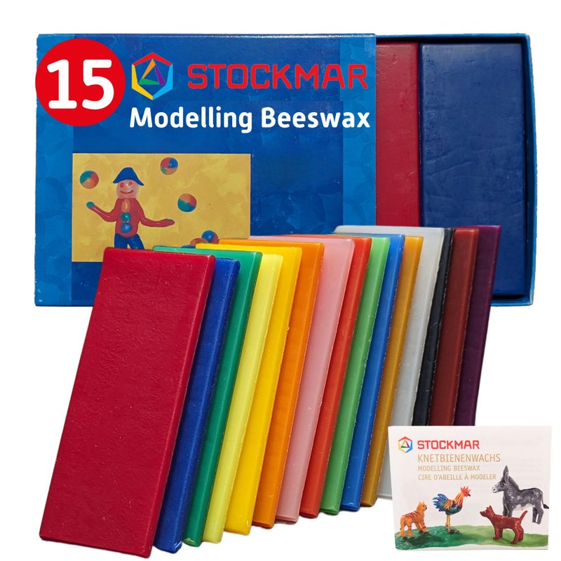 Stockmar Natural Modelling Beeswax -15 Color Beeswax Sheets Set - for Kids,Toddlers, Artists, Waldorf Organic Art Supplies, Non Toxic Beeswax, Non Drying Beeswax Modeling Wax for Homeschoolers - Image 1
