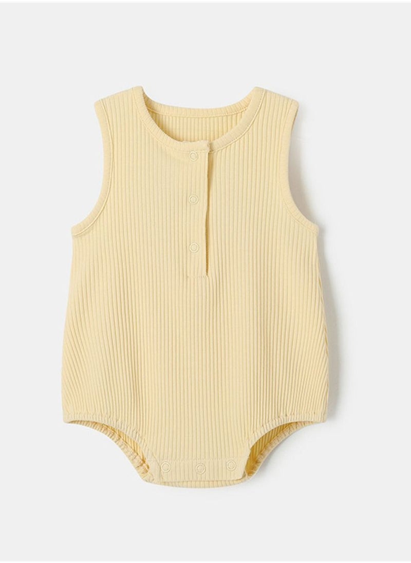 Loquat New Baby Sleeveless Pajamas Thin Baby Vest Pure Cotton Yellow 