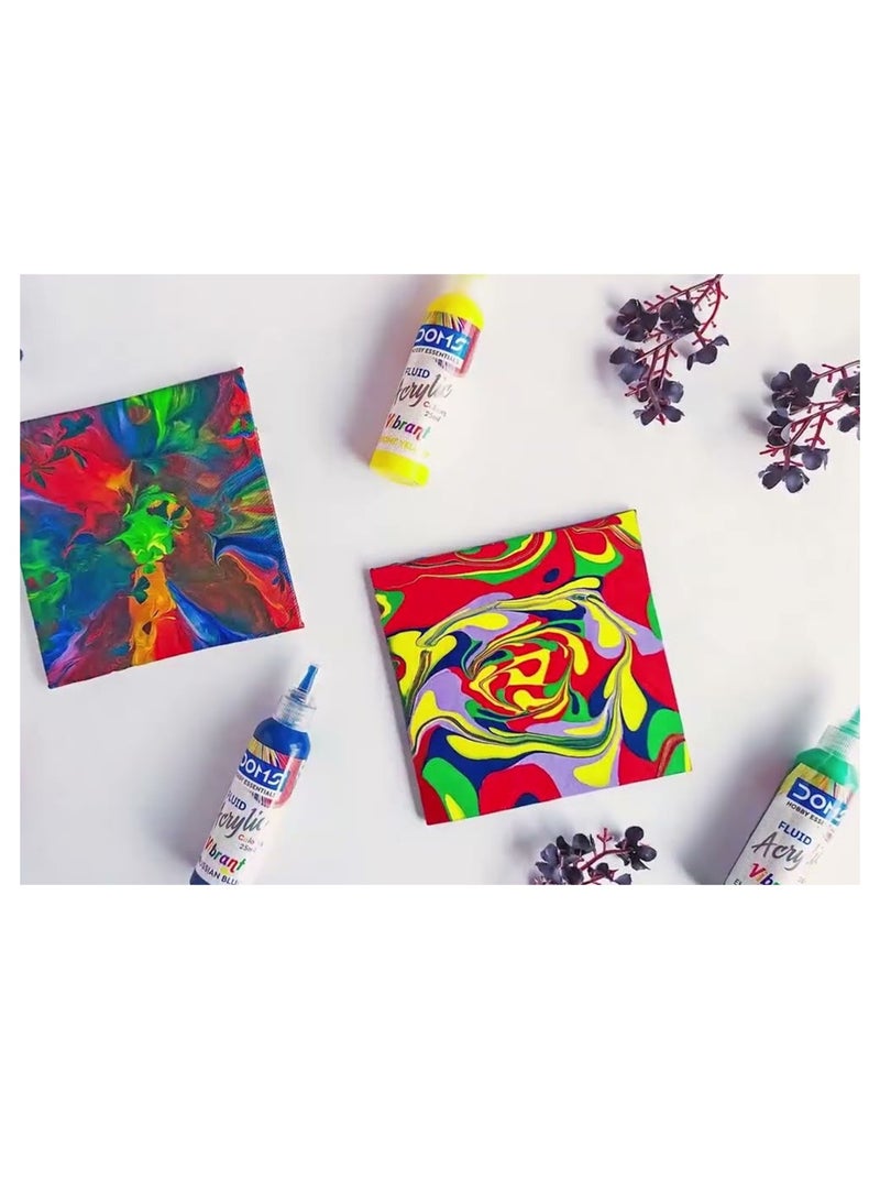 DOMS 5-Shade Fluid Acrylic Colours With Two Canvases, Apron And Handgloves Pearl Colour Set - Image 4