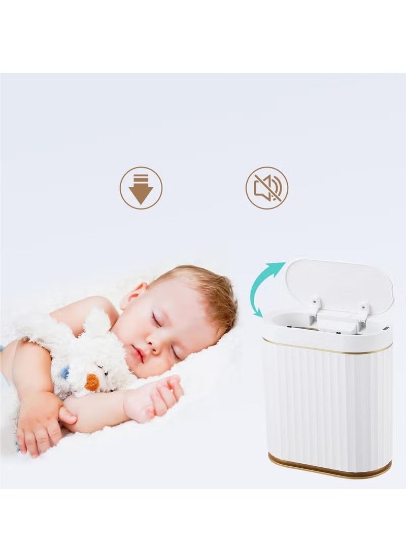 Arabest Sensor Trash Can with Lid, Rechargeable Wastebasket, 7 L Narrow Motion Sensor Wastebasket for Bedrooms, Bathrooms and Offices, White  - Image 4