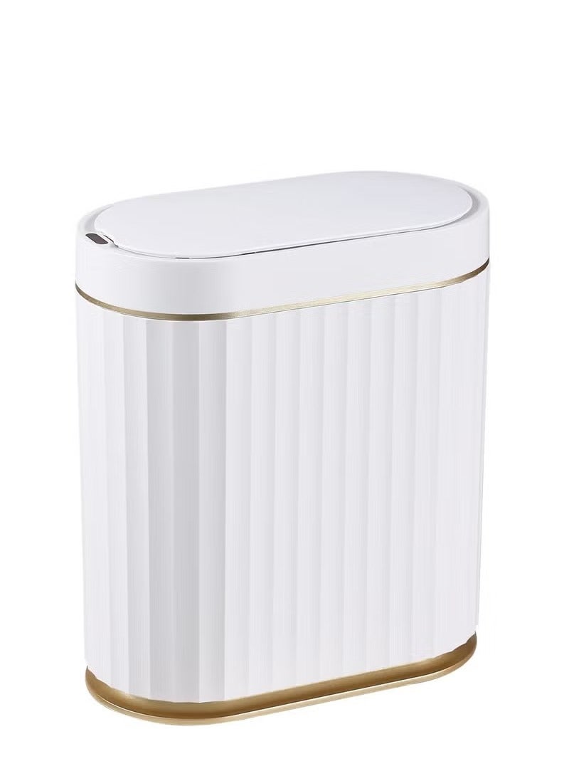 Arabest Sensor Trash Can with Lid, Rechargeable Wastebasket, 7 L Narrow Motion Sensor Wastebasket for Bedrooms, Bathrooms and Offices, White  - Image 1