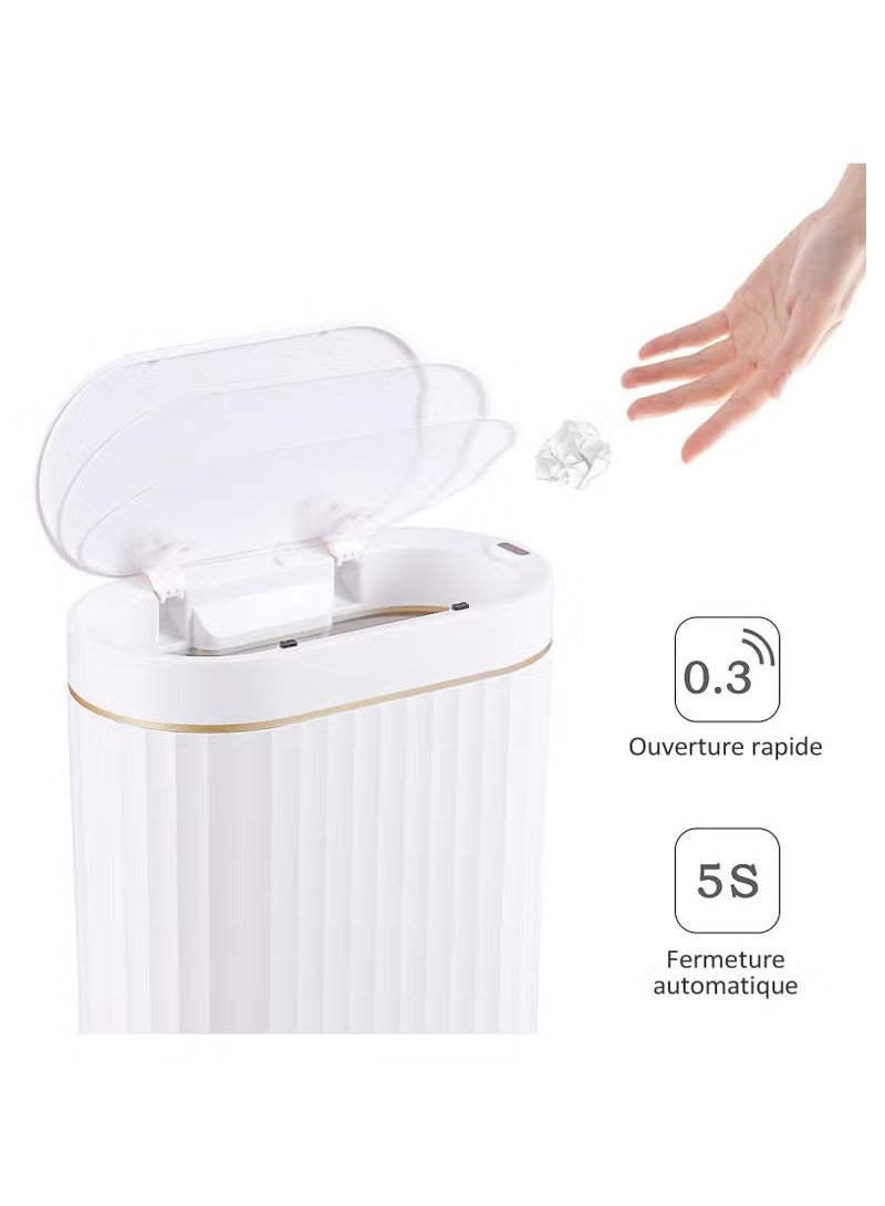 Arabest Sensor Trash Can with Lid, Rechargeable Wastebasket, 7 L Narrow Motion Sensor Wastebasket for Bedrooms, Bathrooms and Offices, White  - Image 3
