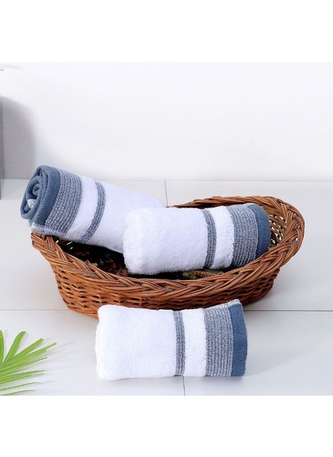 Reinheart Face Towel White/Navy Blue 33X33Cm | Performance Fiber Quick Dry Plush Bathsheet | Ultra Soft Highly Absorbent Daily Usage Towels For Bathroom Kitchen