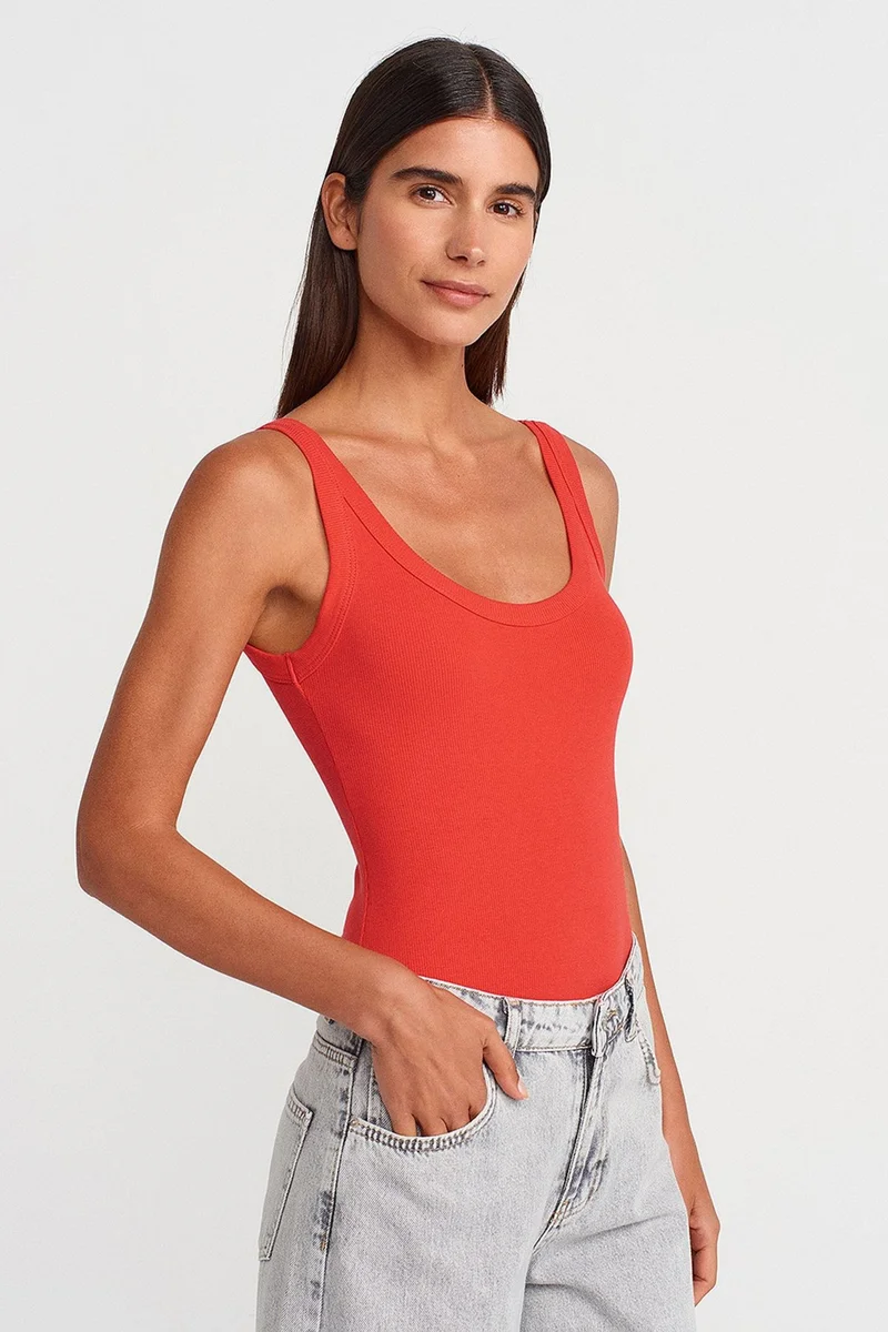 DILVIN Sleeveless Ribbed Cotton-blend Bodysuit