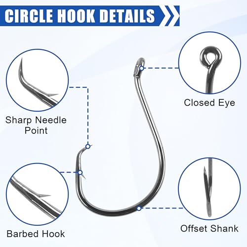 Shaddock Fishing Offset Circle Hooks Octopus Saltwater Fishing Hooks High Carbon Steel Fishing Gear Tackles for Freshwater Catfish Trout, Black, Size 7/0, 100pcs - Image 2