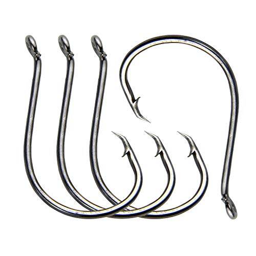 Shaddock Fishing Offset Circle Hooks Octopus Saltwater Fishing Hooks High Carbon Steel Fishing Gear Tackles for Freshwater Catfish Trout, Black, Size 7/0, 100pcs - Image 1