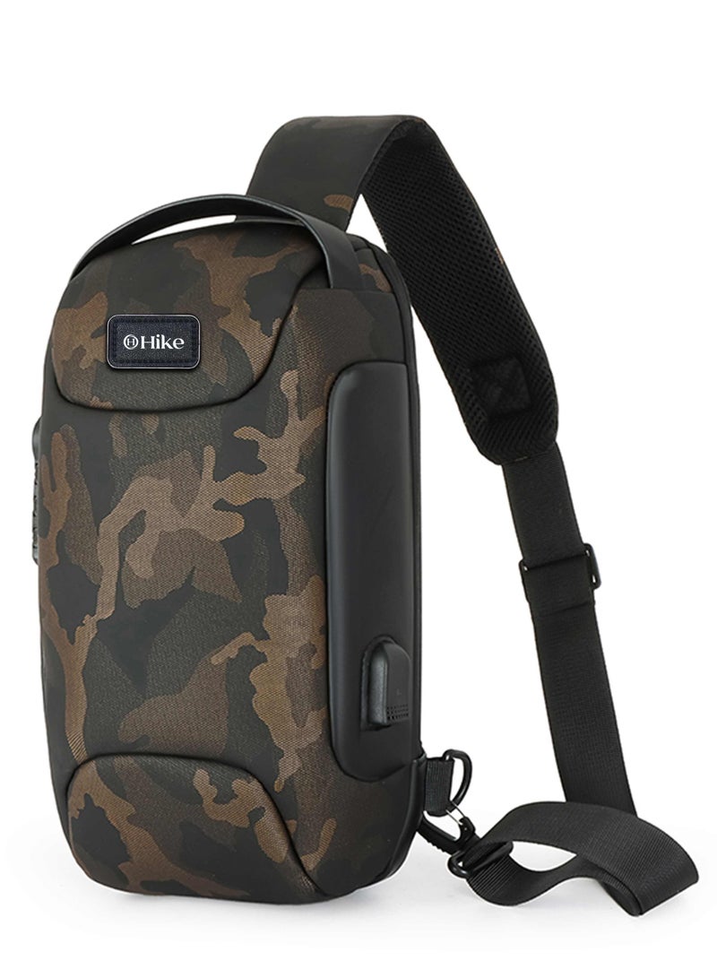 HIKE Unisex Crossbody Bag Water Resistant Anti-Theft Shoulder Bag with Built in USB Port and 3-Digit Combination lock for Business Travel Outdoor Shopping, HKSBYG - Image 1