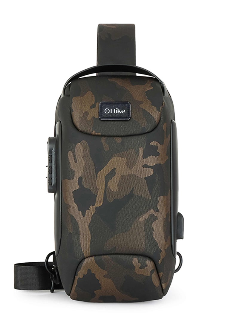 HIKE Unisex Crossbody Bag Water Resistant Anti-Theft Shoulder Bag with Built in USB Port and 3-Digit Combination lock for Business Travel Outdoor Shopping, HKSBYG - Image 2