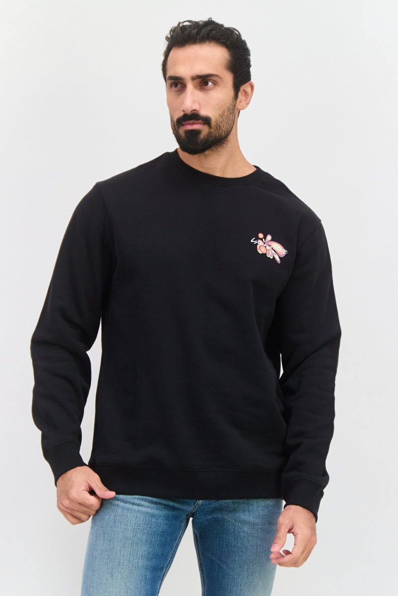 Lyle & Scott Men Crew Neck Long Sleeves Printed Sweatshirt, Black - Image 1