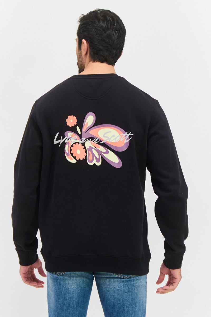 Lyle & Scott Men Crew Neck Long Sleeves Printed Sweatshirt, Black - Image 3