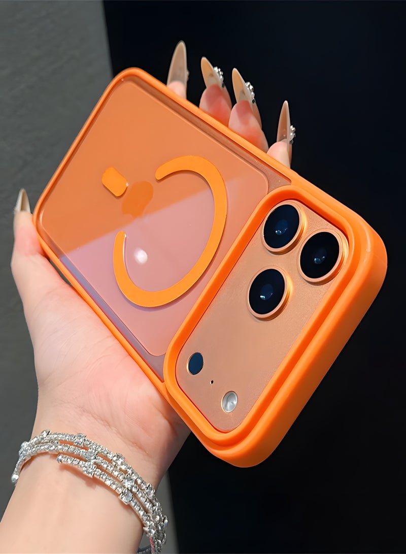 جراب لموبايل ايفون 17 برو ماكس ماج سيف شفاف يدعم الشحن اللاسلكي المغناطيسي، حماية ضد الصدمات، مقاوم للخدش لموبايل iPhone 17 Pro Max - برتقالي - Image 2