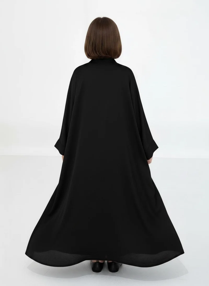MSquare Fashion  Black Premium 3-Piece Kids Abaya Set  Lightweight Harir Maqsood Modest Wear for Girls for Women | Best Price UAE