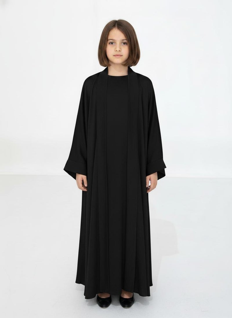 MSquare Fashion Black Premium 3-Piece Kids Abaya Set  Lightweight Harir Maqsood Modest Wear for Girls - Image 1