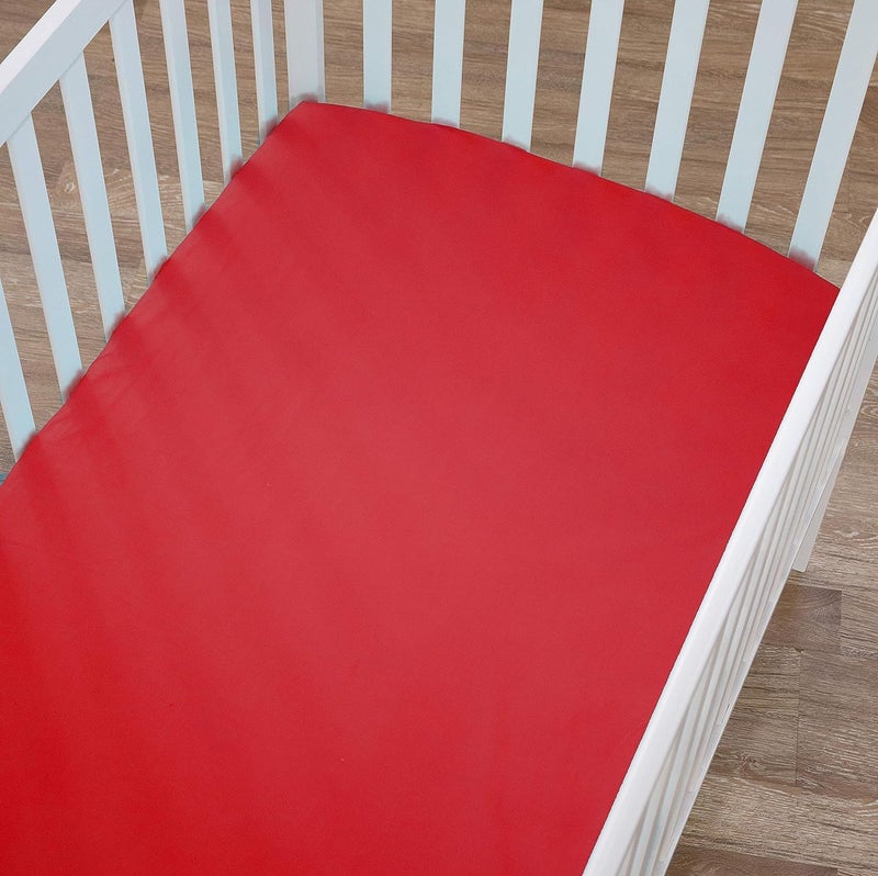Edenwald 100 Waterproof Soft Baby Crib Fitted Sheets Terry Cotton Washable Soft Breathable Toddler Crib Mattress Fitted Sheet with Elastic Maroon 48x72x8 Pack of 1 Pcs Fitted Sheet