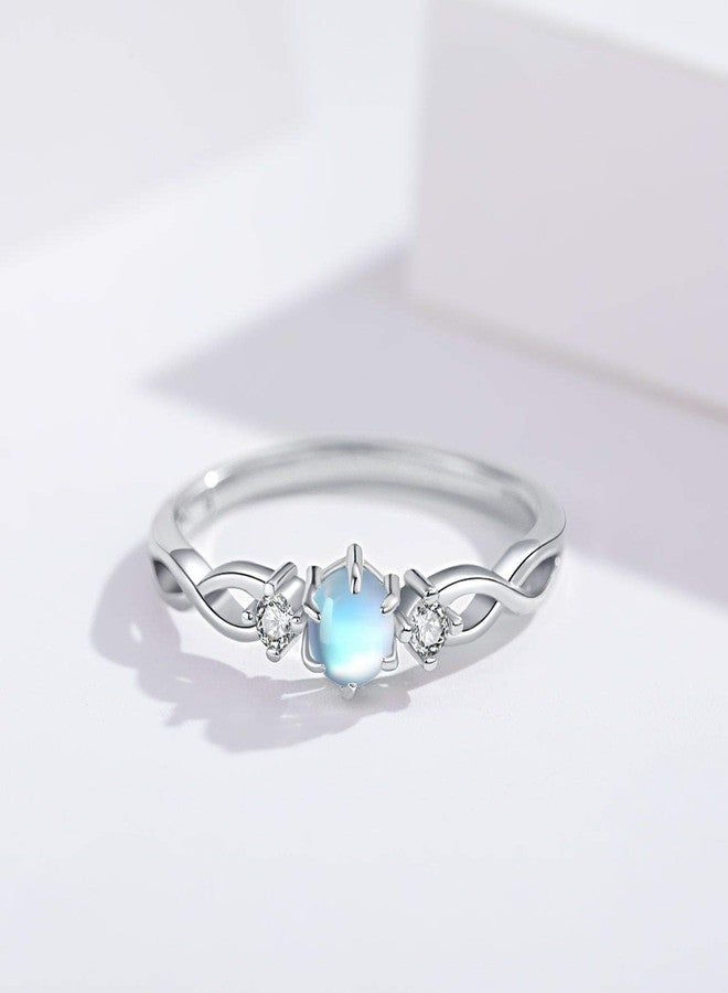 Cuoka Sterling Silver Rainbow Moonstone Infinity Ring for Women - Promise & Anniversary Wedding Ring (Moonstone, 7) - Image 4