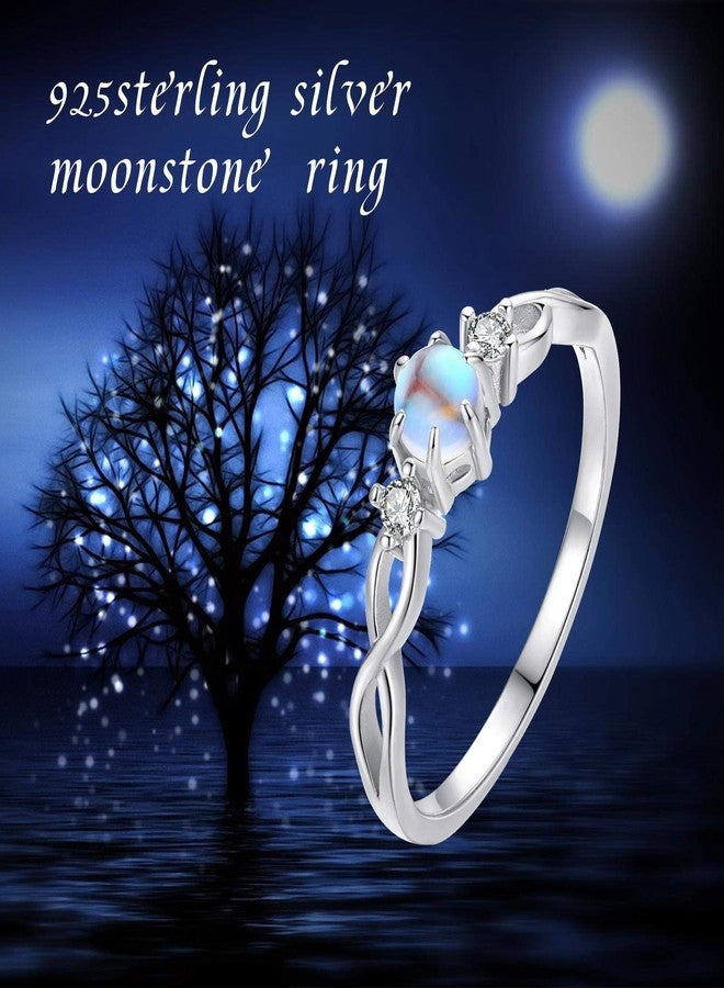 Cuoka Sterling Silver Rainbow Moonstone Infinity Ring for Women - Promise & Anniversary Wedding Ring (Moonstone, 7) - Image 3